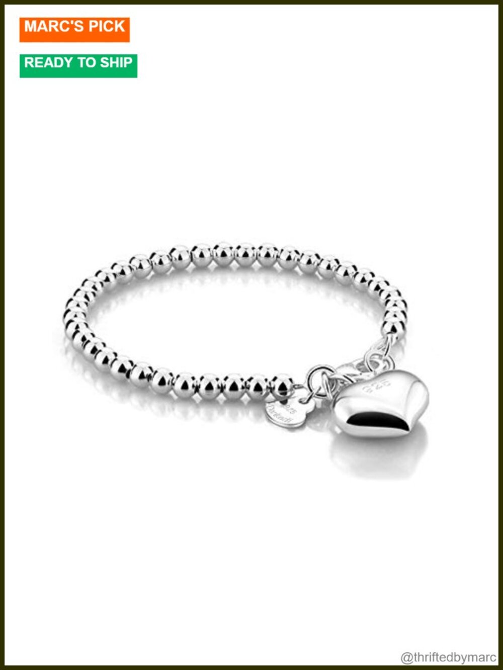 925 Sterling Silver Beaded Bracelet Minimalist Chain Charm Jewelry